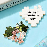 Custom Spotify Code Building Brick Personalized Photo and Text Block Heart Shape for Mother's Day Gifts