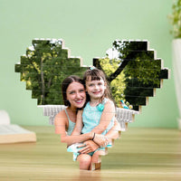 Custom Spotify Code Building Brick Personalized Photo and Text Block Heart Shape for Mother's Day Gifts