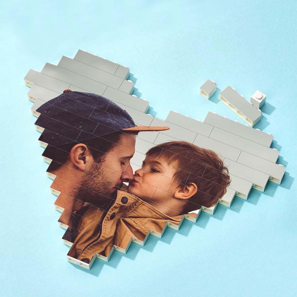 Custom Spotify Code Building Brick Personalized Photo and Text Block Heart Shape for Father's Day Gifts