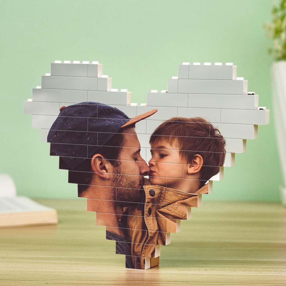 Custom Spotify Code Building Brick Personalized Photo and Text Block Heart Shape for Father's Day Gifts