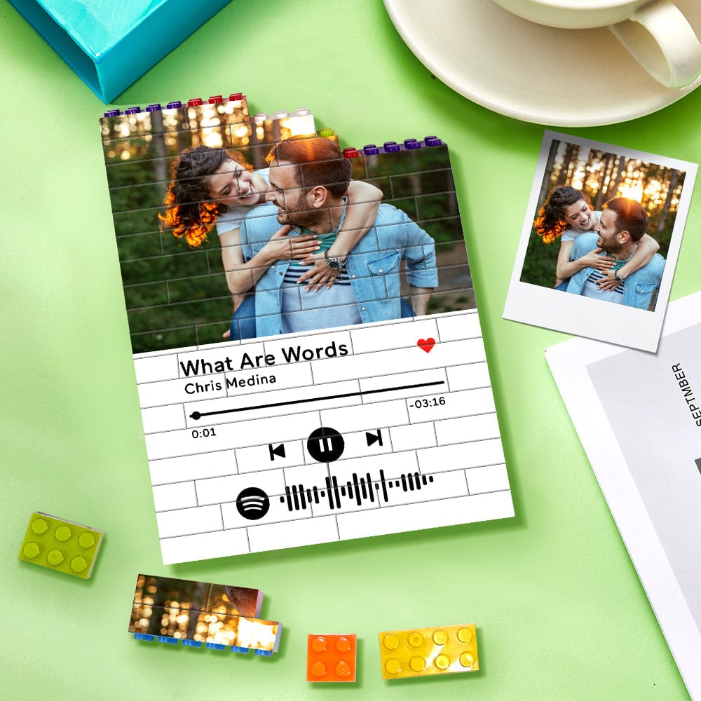 Personalised Colors Building Brick With Spotify Code Custom Photo Block Brick Puzzles Gifts For Couple