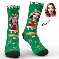 Custom Face Socks Funny Christmas Pinup Girl