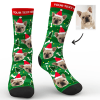 Custom Face Happy Socks Christmas Dog With Personalised Name