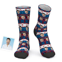 Custom Photo Socks Christmas Vintage Pattern Socks