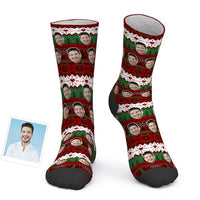 Custom Photo Socks Christmas Vintage Pattern Socks