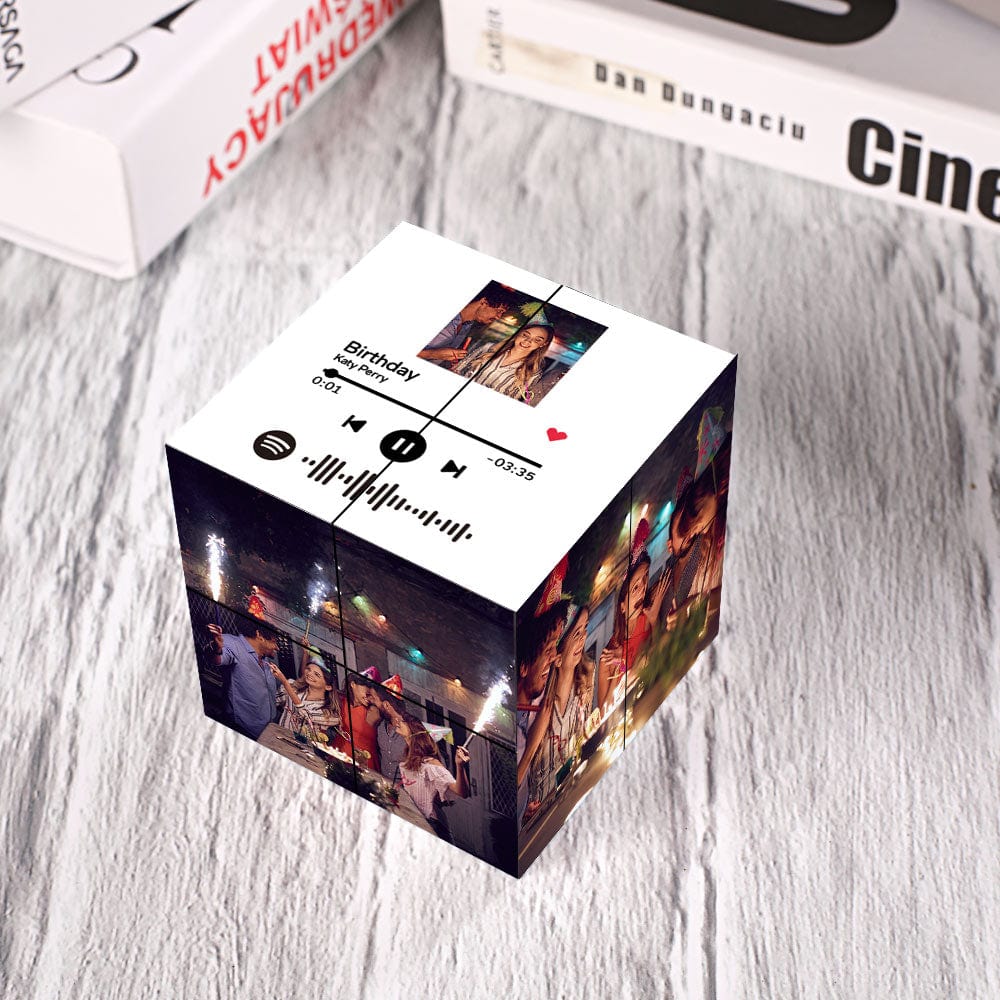 GiftLab Birthday Gift Custom Magic Photo Cube with Spotify Code Gift For Friends