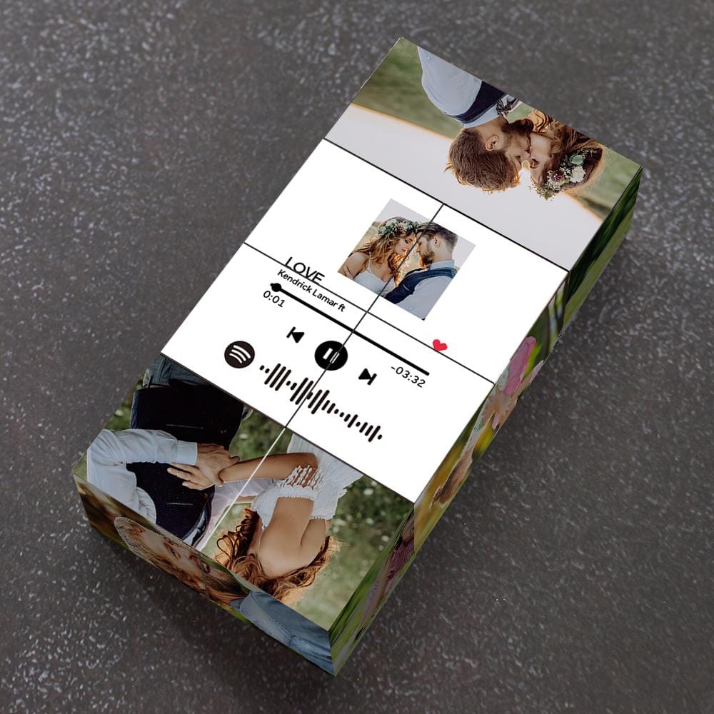 Magic Photo Cube with Spotify Code Picture Cube Valentines Day Gifts