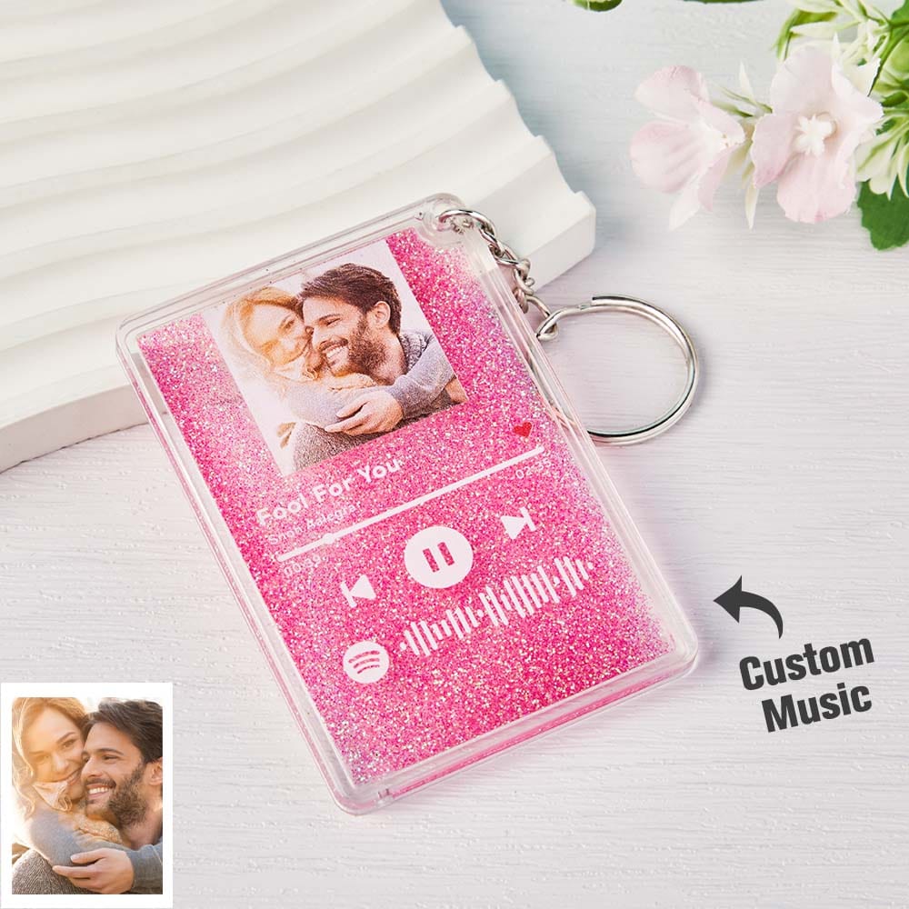 Scannable Spotify Code Quicksand Lamp Keychain Music and Photo Acrylic Gifts for Couples