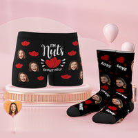 Custom Face Boxer Shorts And Socks Set I'm Nuts About You