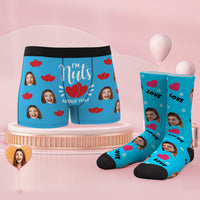 Custom Face Boxer Shorts And Socks Set I'm Nuts About You