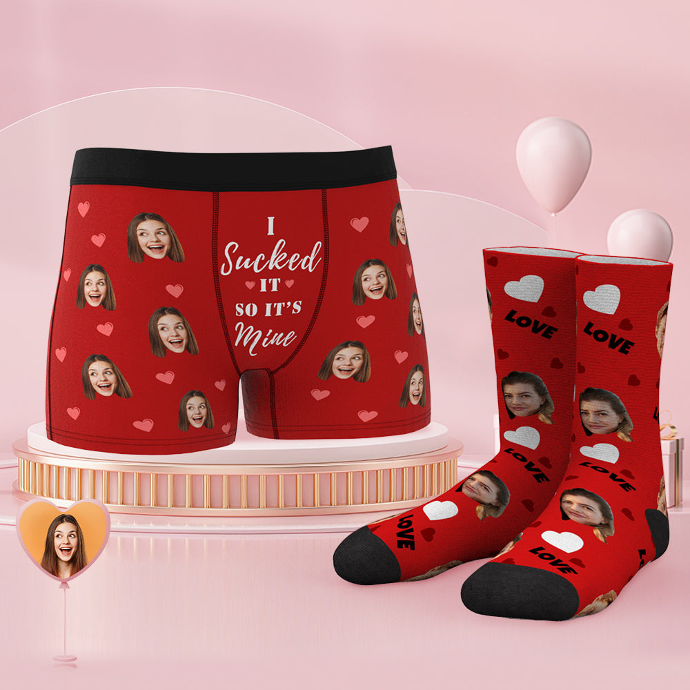 Custom Face Boxer Shorts And Sock Set It's Mine