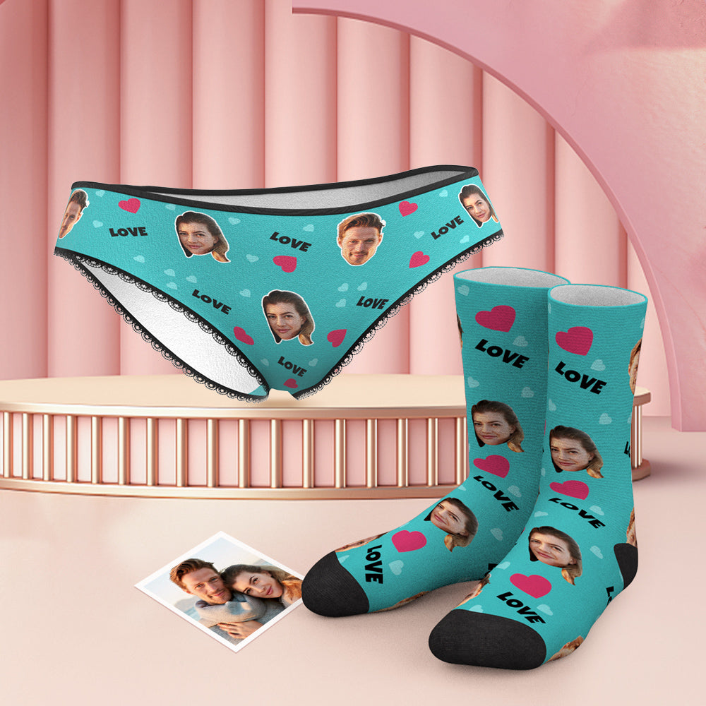 Custom Face Panties And Socks Set - Love