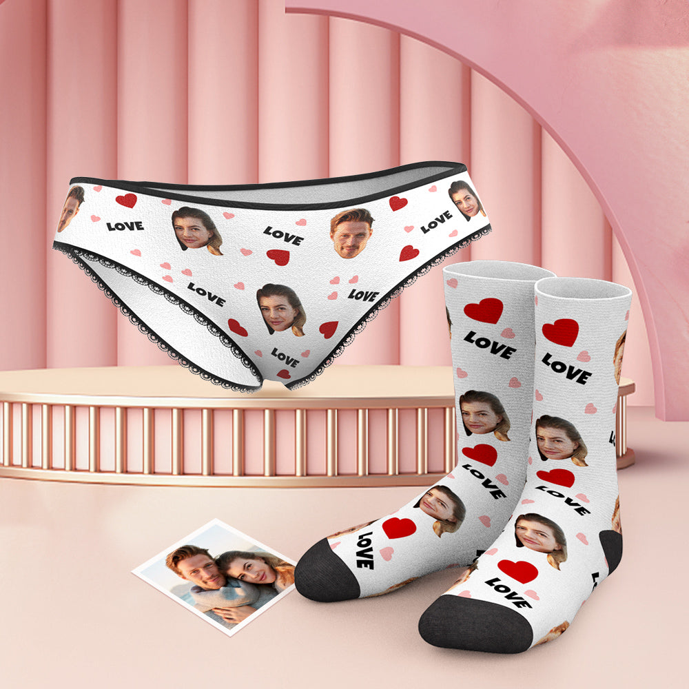 Custom Face Panties And Socks Set - Love