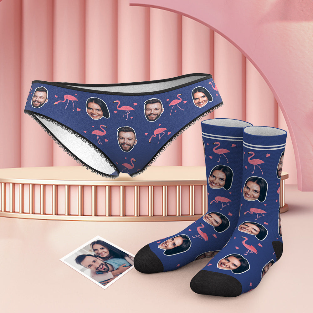 Custom Face Panties And Socks Set - Flamingo