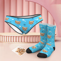 Custom Face Panties And Socks Set - Cat