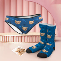 Custom Face Panties And Socks Set - Cat