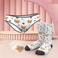 Custom Face Panties And Socks Set - Cat