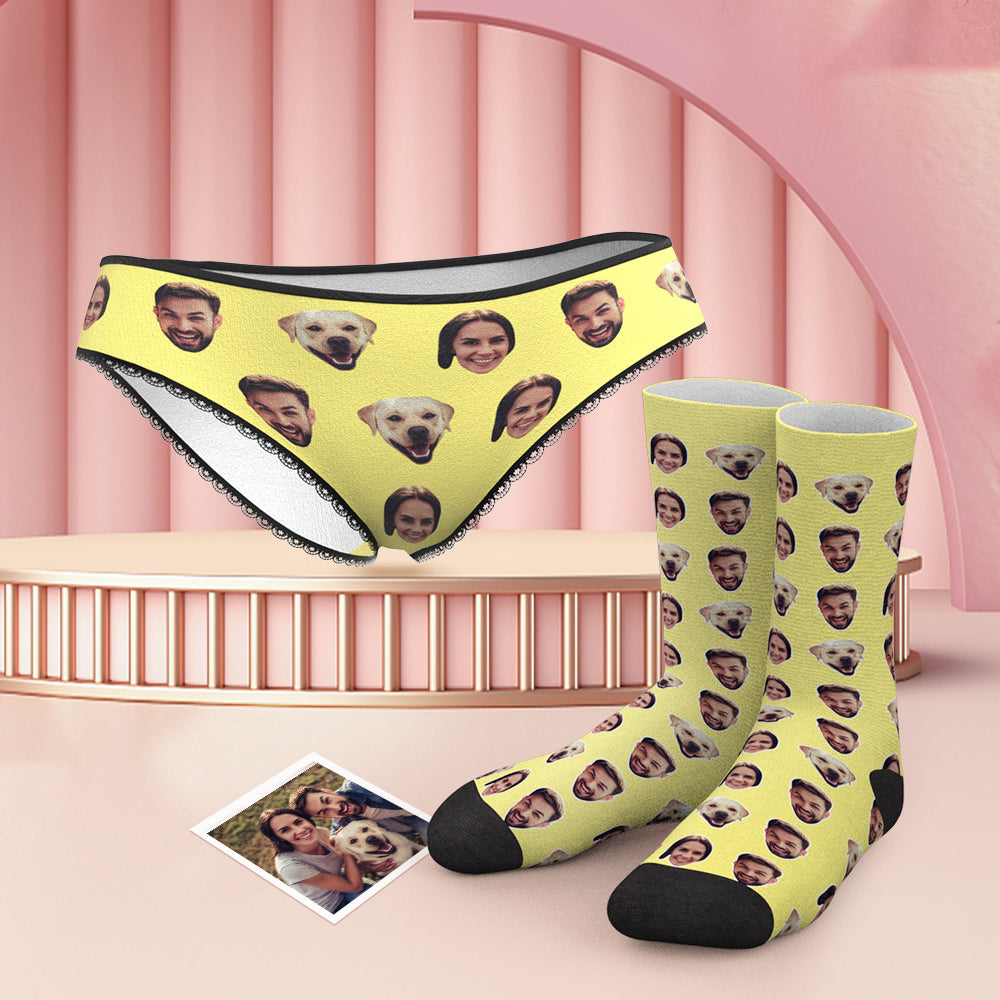 Custom Face Panties And Socks Set - Family