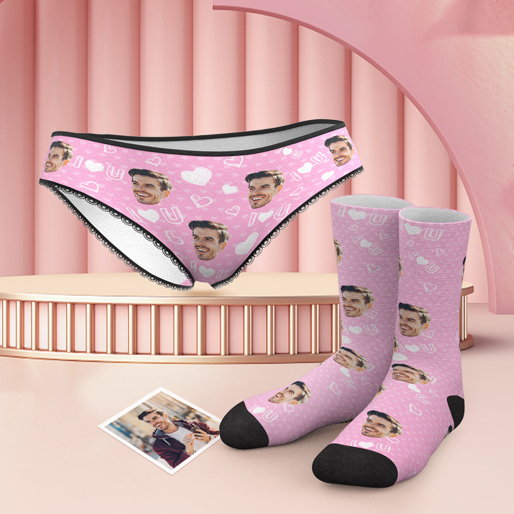 Custom Face Panties And Socks Set - I Love You