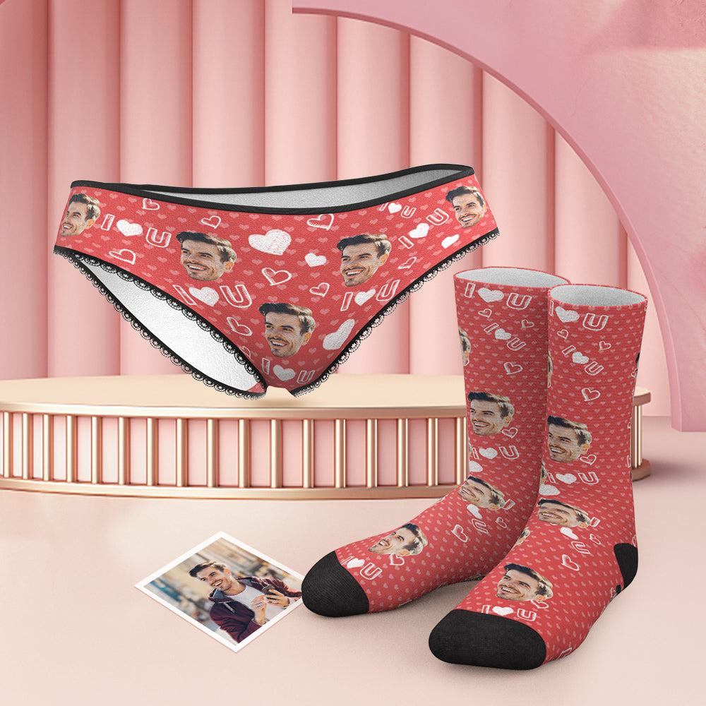 Custom Face Panties And Socks Set - I Love You