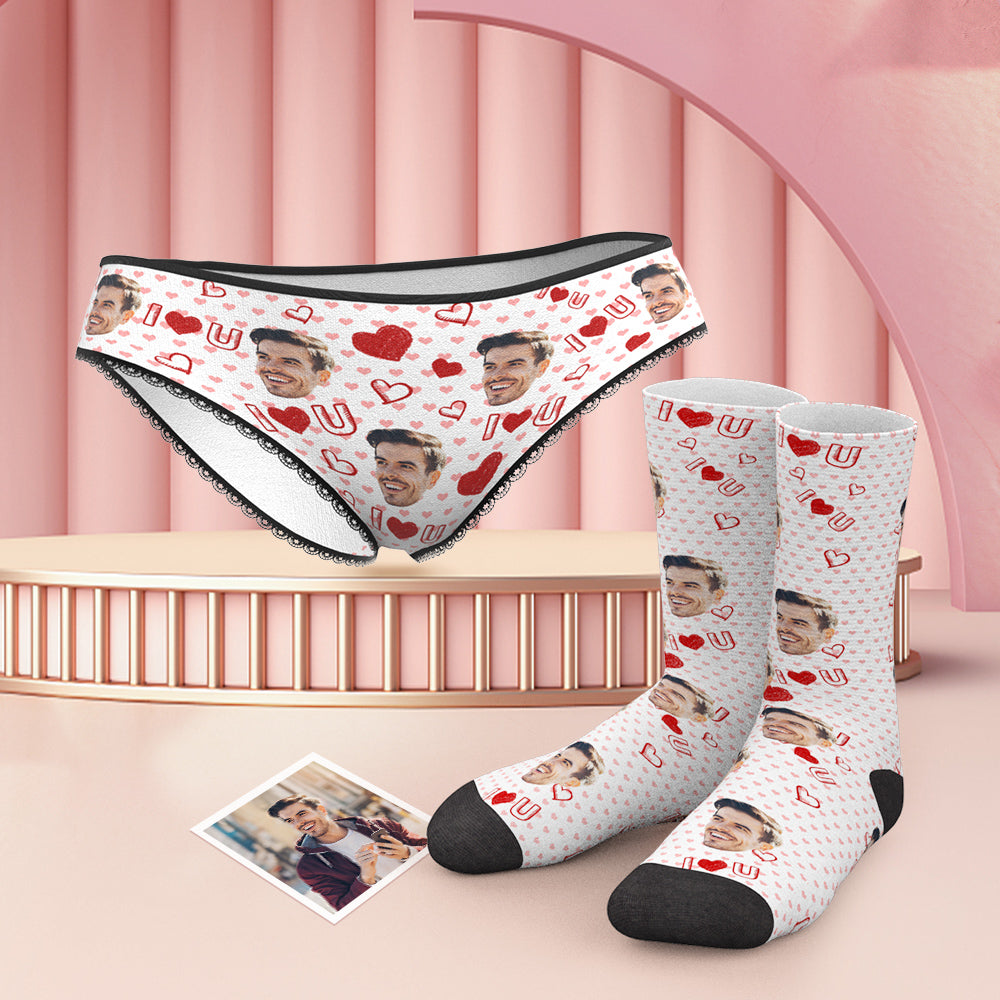 Custom Face Panties And Socks Set - I Love You