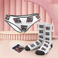 Custom Photo And Text Panties And Socks Set