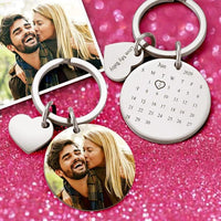 Custom Photo Calendar Spotify Keychain Personalized Stainless Steel Keychain Gift for Lover