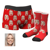 Custom Corlorful Face Boxer Shorts And Socks Set