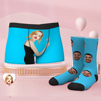 Custom Face Boxer Shorts And Socks Set On Body Love