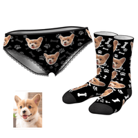 Custom Dog Face Panties And Socks Set