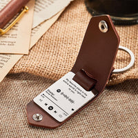 Spotify Song Keychain Engraved Keychains Leather Gifts for Him