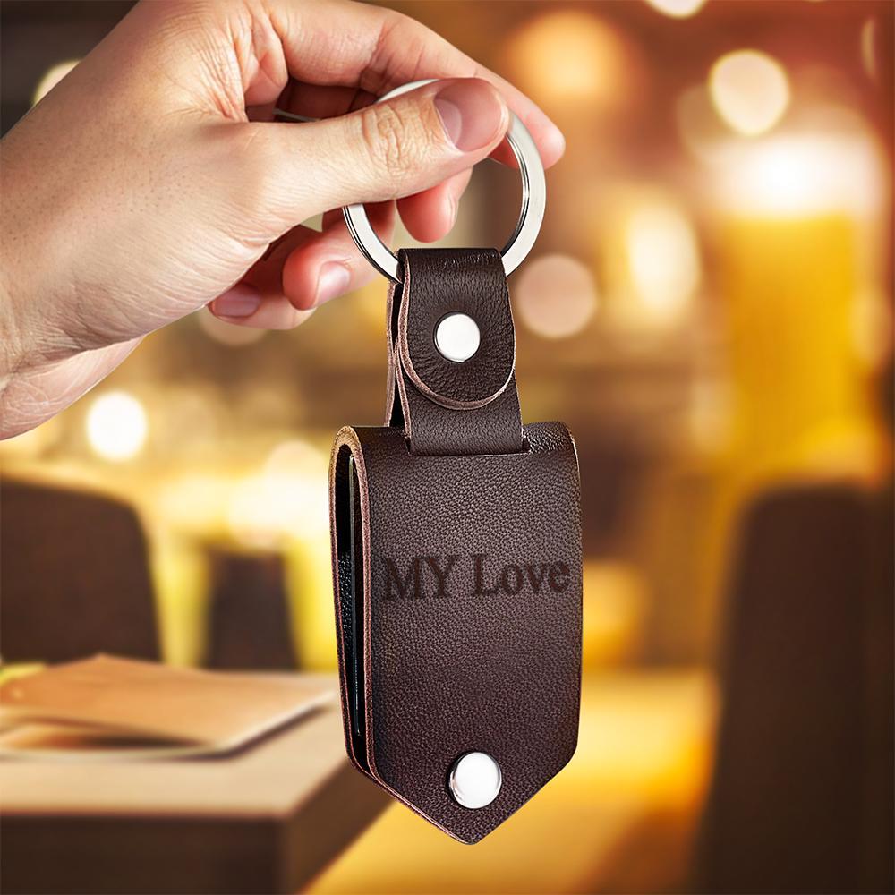 Spotify Song Keychain Engraved Keychains Leather Gifts for Him