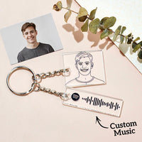 Personalized Photo Keychain Custom Scannable Spotify Code Keychain Memorial Song Gift