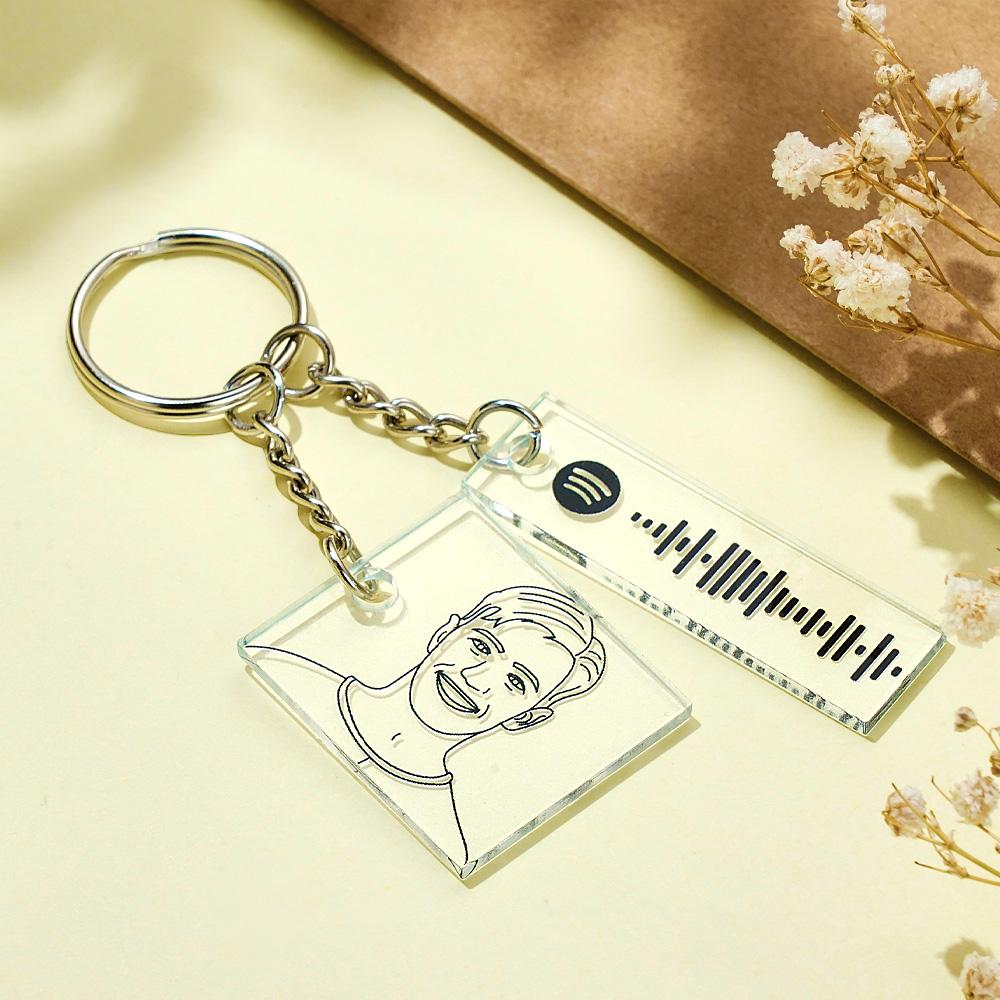 Personalized Photo Keychain Custom Scannable Spotify Code Keychain Memorial Song Gift