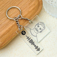 Personalized Photo Keychain Custom Scannable Spotify Code Keychain Memorial Song Gift