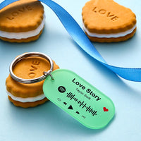 Personalized Music Keychain Spotify Song Keychain Gifts for Girlfriend Green