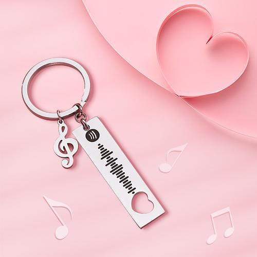 Spotify Keychain Code Custom Keychain Gifts for Music Lovers Music Note Black Valentines Day Gifts