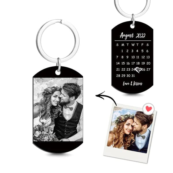 Custom Photo Calendar Spotify Keychain Personalized Stainless Steel Keychain Gift for Lover