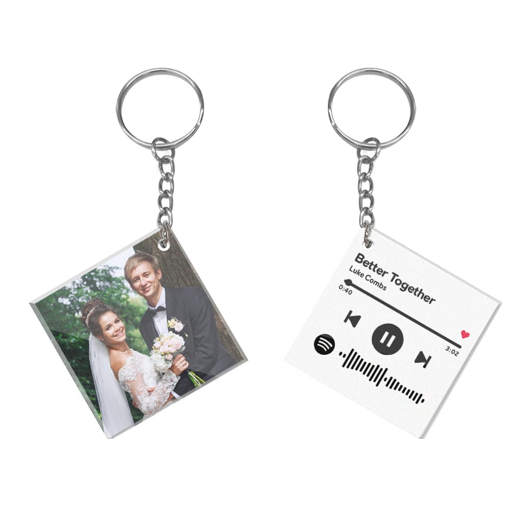 Custom Spotify Keychain Personalized Photo Double Sided Valentine's Gifts for Lover