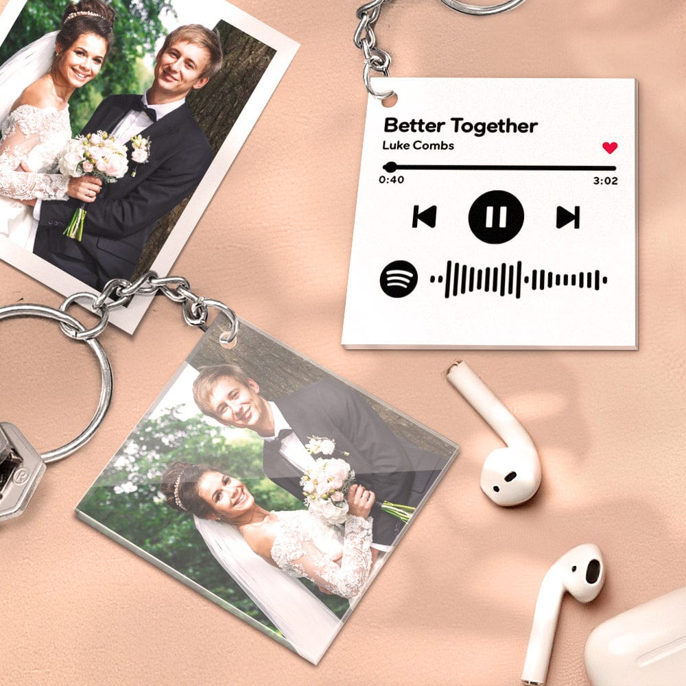 Custom Spotify Keychain Personalized Photo Double Sided Acrylic Keychain Valentine's Gifts for Lover