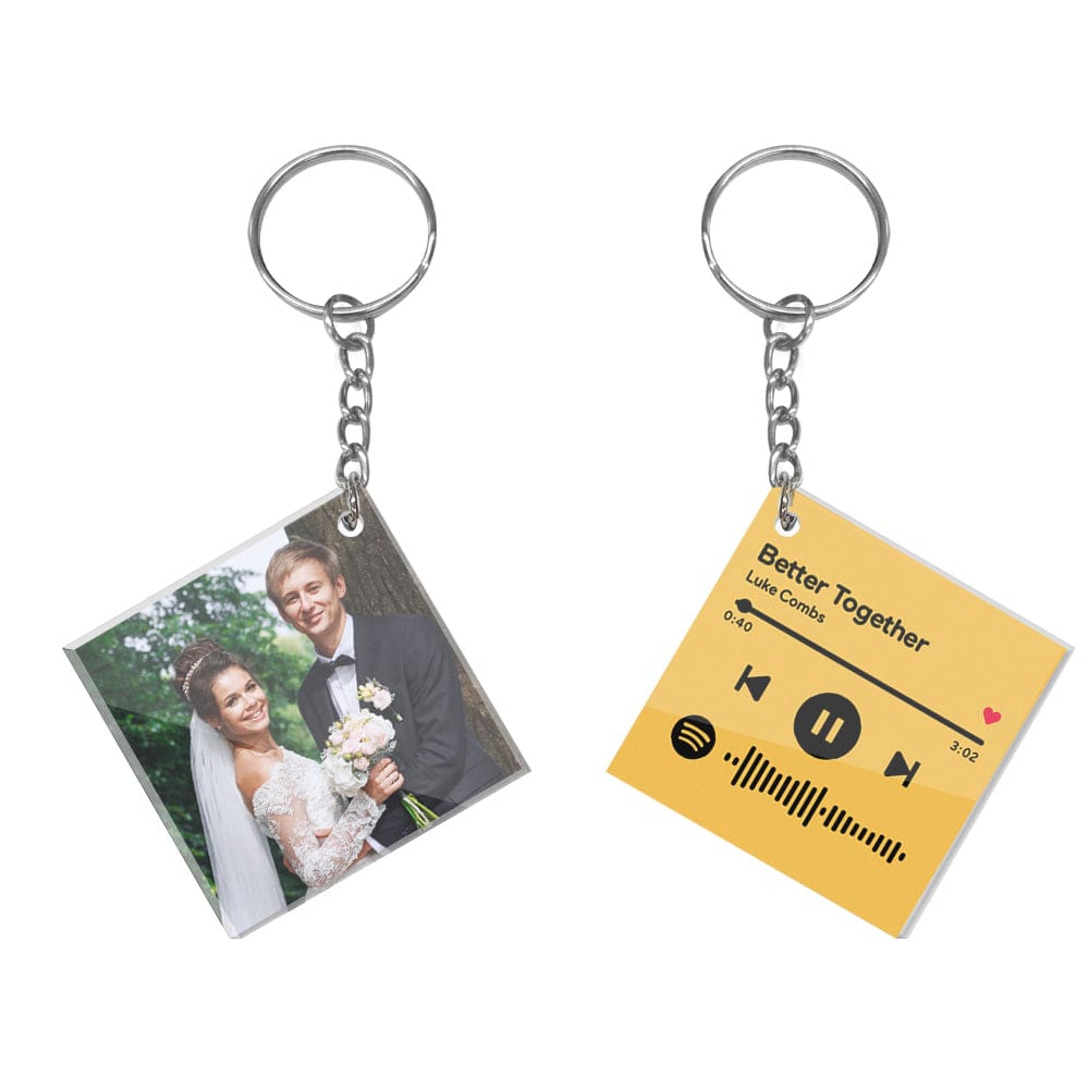 Custom Spotify Keychain Personalized Photo Double Sided Acrylic Keychain Valentine's Gifts for Lover