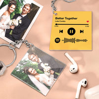 Custom Spotify Keychain Personalized Photo Double Sided Acrylic Keychain Valentine's Gifts for Lover