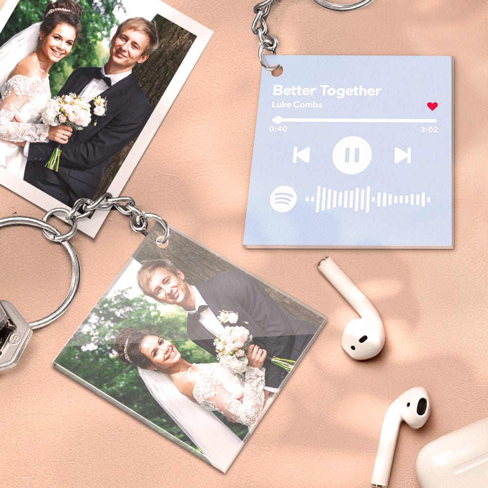 Custom Spotify Keychain Personalized Photo Double Sided Acrylic Keychain Valentine's Gifts for Lover