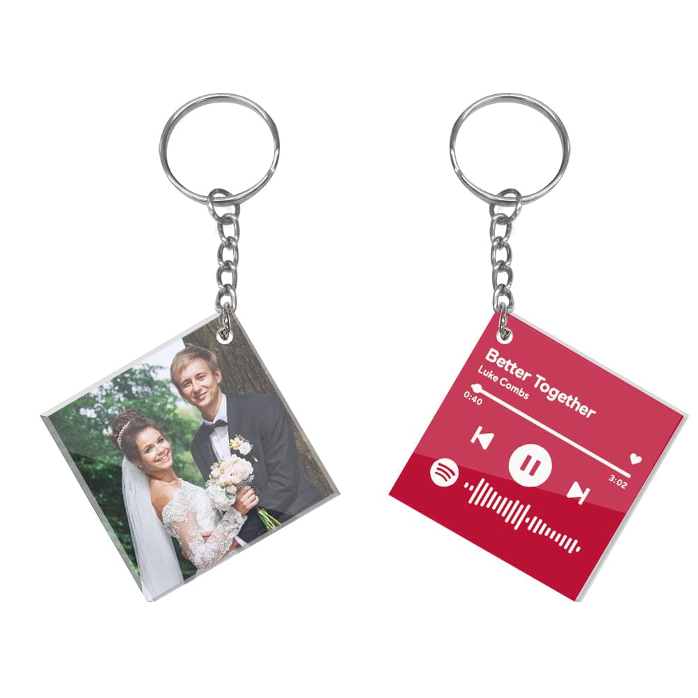 Custom Spotify Keychain Personalized Photo Double Sided Acrylic Keychain Valentine's Gifts for Lover