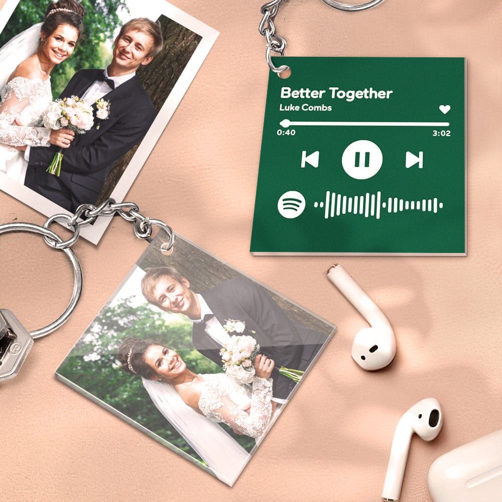 Custom Spotify Keychain Personalized Photo Double Sided Acrylic Keychain Valentine's Gifts for Lover