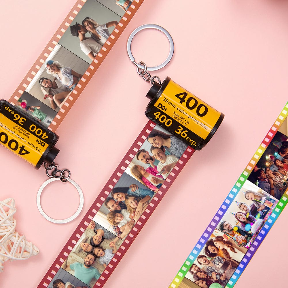 Custom Scannable Spotify Code Camera Roll Keychain Personalized Multiphoto Film Keychain Gifts for Lover