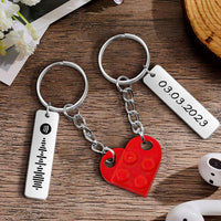 Personalized Spotify Code and Date Matching Couples Love Heart Bricks Keychain for Couples