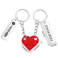 Personalized Spotify Code and Date Matching Couples Love Heart Bricks Keychain for Couples