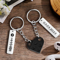 Personalized Spotify Code and Date Matching Couples Love Heart Bricks Keychain for Couples