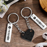 Personalized Spotify Code Matching Couples Love Heart Bricks Keychain for Couples